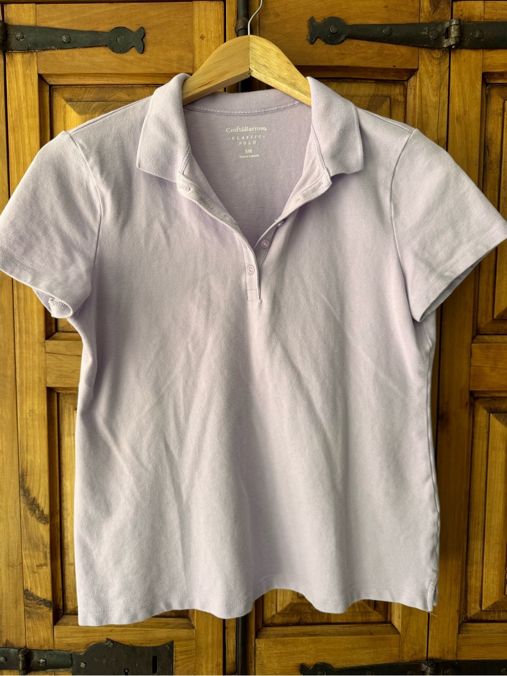 croft & barrow Lavender Short Sleeve Polo Button-Down Shirt